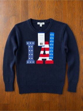 Kids Navy Flag 'IA' (Iowa) Crewneck Sweater Sz L (10/12) NWT